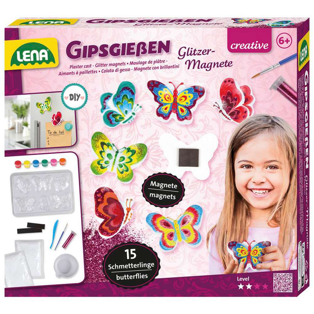 Produktabbildung LENA Gipsgießen Glitter Schmetterlinge, Magnete