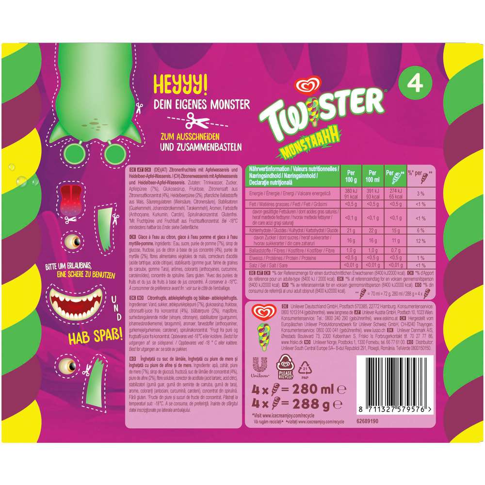 Produktabbildung Langnese Stiel-Eis Twister Monstaahh