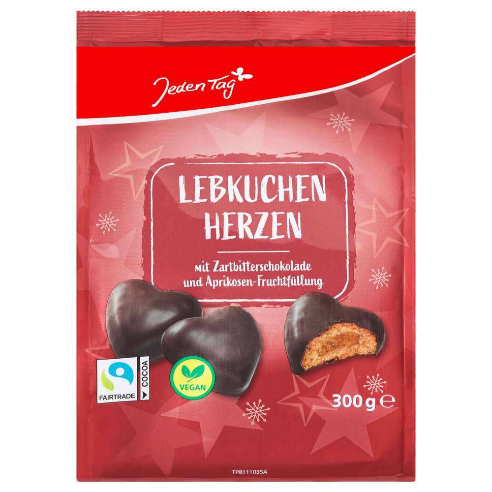 Produktabbildung Jeden Tag Gefüllte Lebkuchen-Herzen