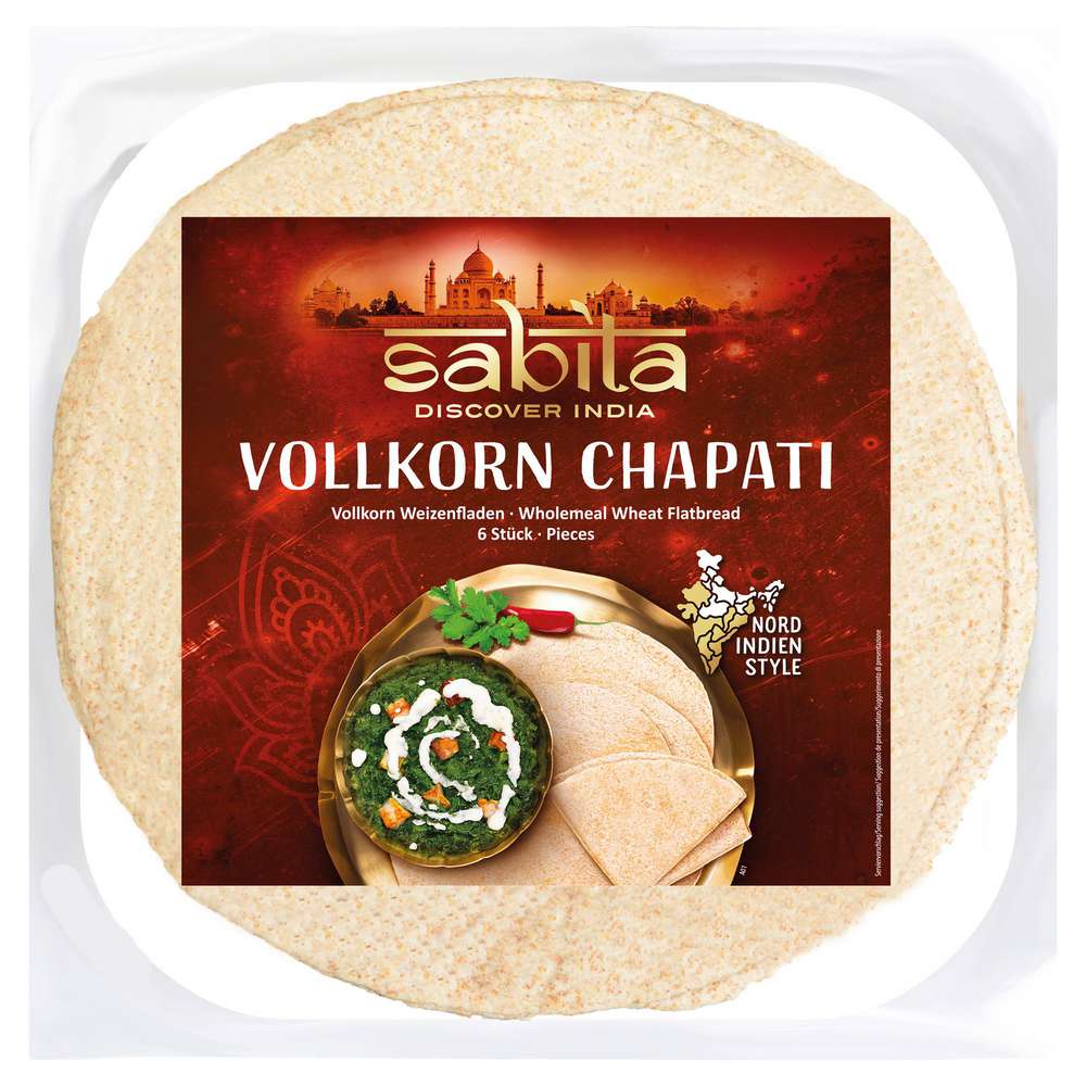 Produktabbildung Sabita Chapati, Vollkorn-Weizenfladen