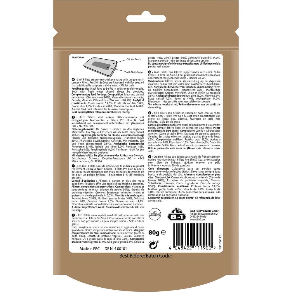 Produktabbildung 8in1 Hunde-Snack Fillets Pro Skin & Coat