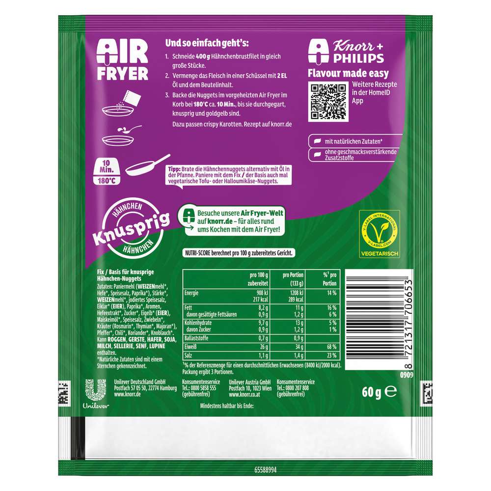 Produktabbildung Knorr Fix-Würzmischung Airfryer, Chicken Nuggets