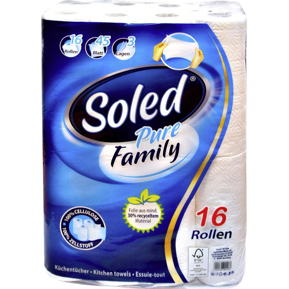 Produktabbildung keine Marke Soled Pure Family Küchentücher, 16 x 45 Blatt