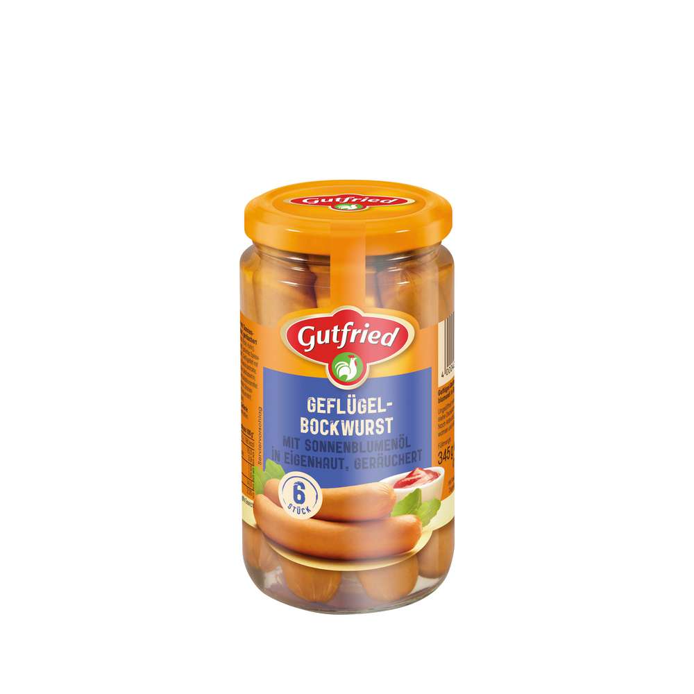 Produktabbildung Gutfried Geflügel-Bockwurst, mit Sonnenblumenöl