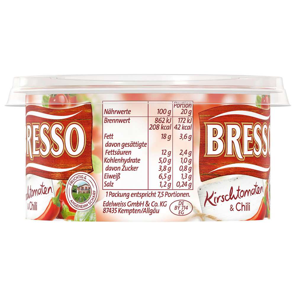 Produktabbildung Bresso Frischkäse, Kirschtomaten/Chili
