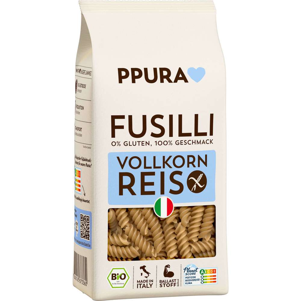 Produktabbildung PPURA Bio Fusilli aus Vollkornreis 