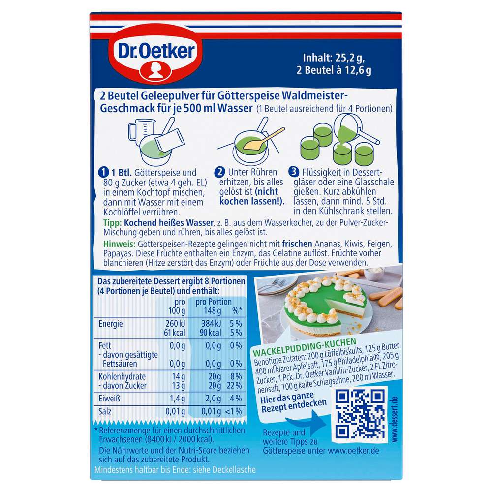 Produktabbildung Dr. Oetker Götterspeise, Waldmeister