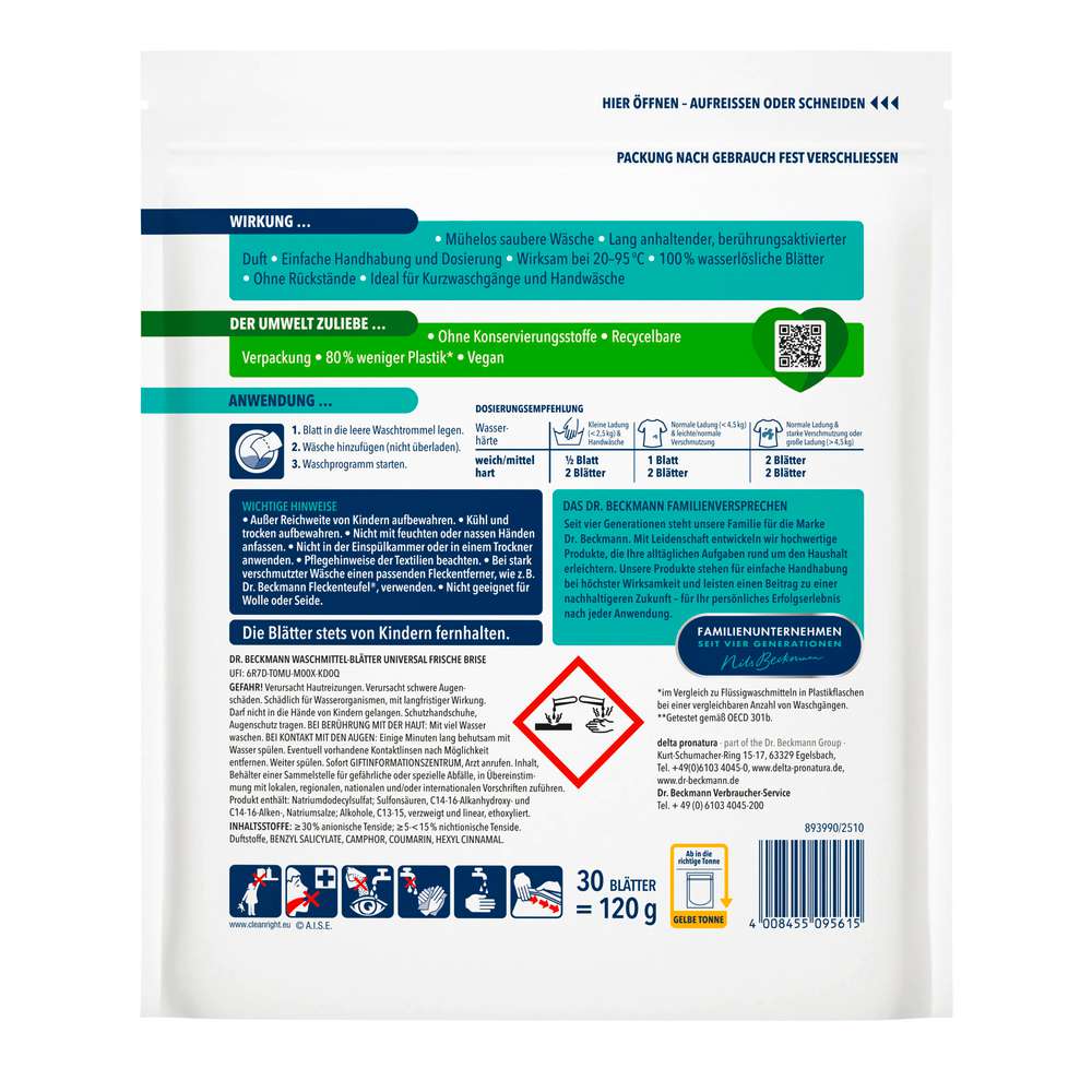 Produktabbildung Dr. Beckmann Waschmittelblätter Universal