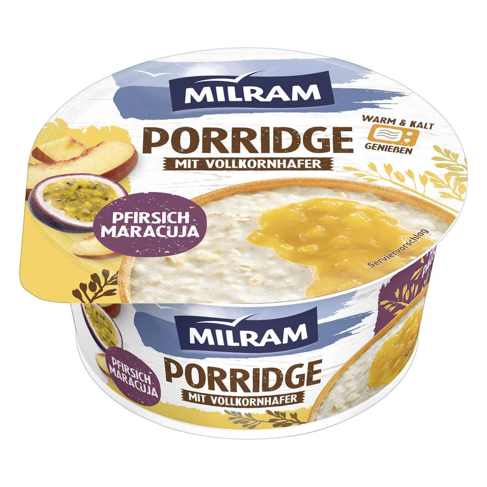 Produktabbildung Milram Porridge Pfirsich Maracjua mit Vollkornhafer