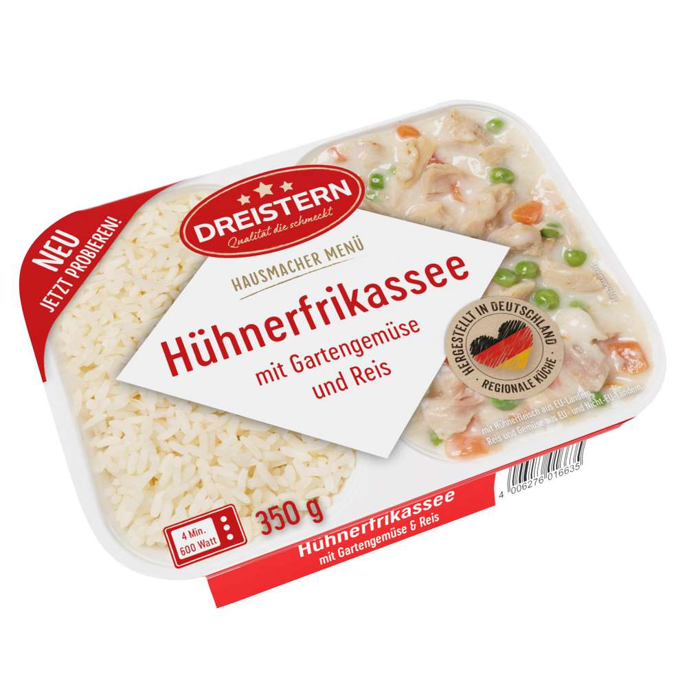 Produktabbildung Dreistern Hühnerfrikassee mit Reis