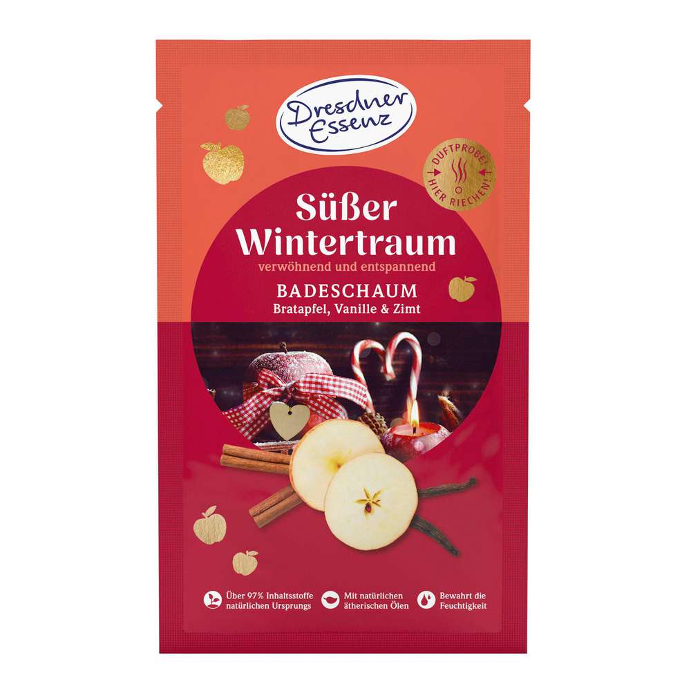 Produktabbildung Dresdner Essenz Badeschaum Süßer Wintertraum, Bratapfel, Vanille & Zimt