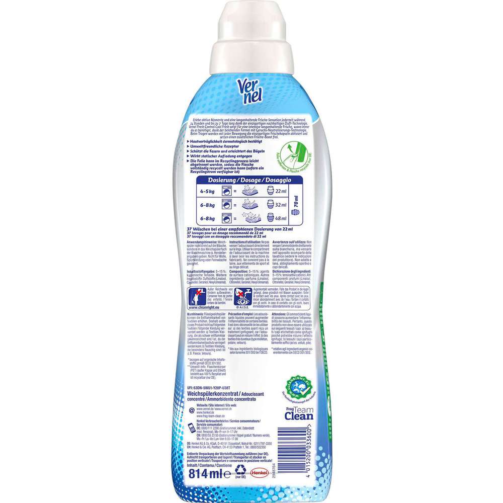 Produktabbildung Vernel Weichspüler Fresh Control, Cool Fresh