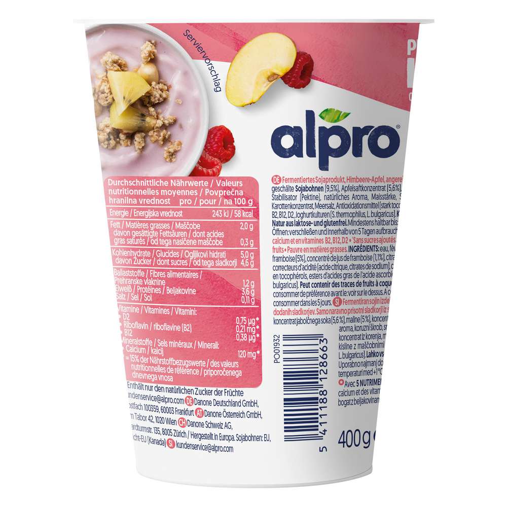 Produktabbildung Alpro Soja-Joghurtalternative, Himbeer-Apfel