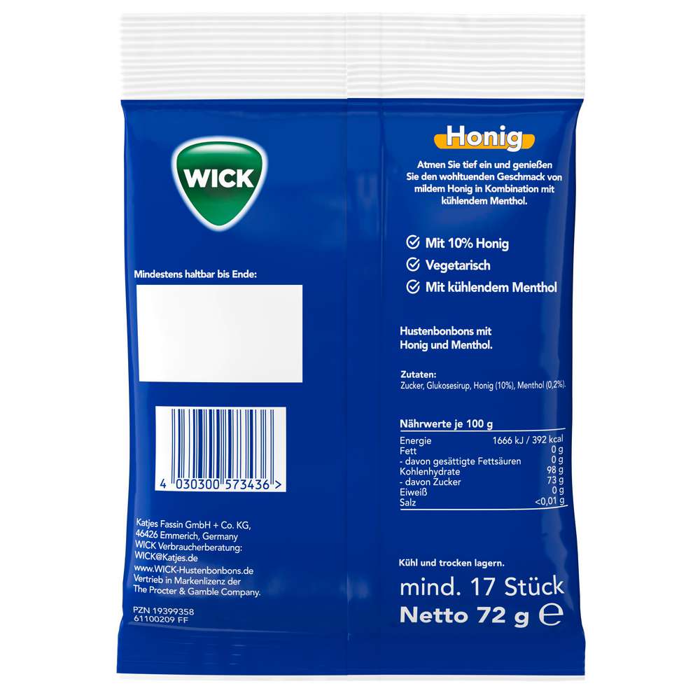 Produktabbildung Wick Bonbons, Honig