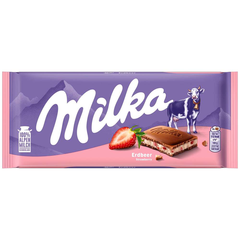 Produktabbildung Milka Tafelschokolade, Erdbeer-Joghurt