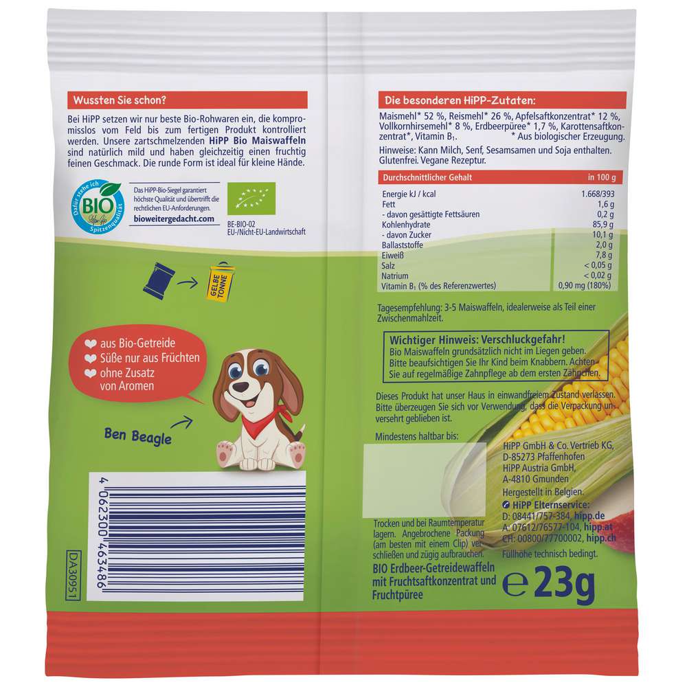 Produktabbildung Hipp Maiswaffeln, Erdbeere