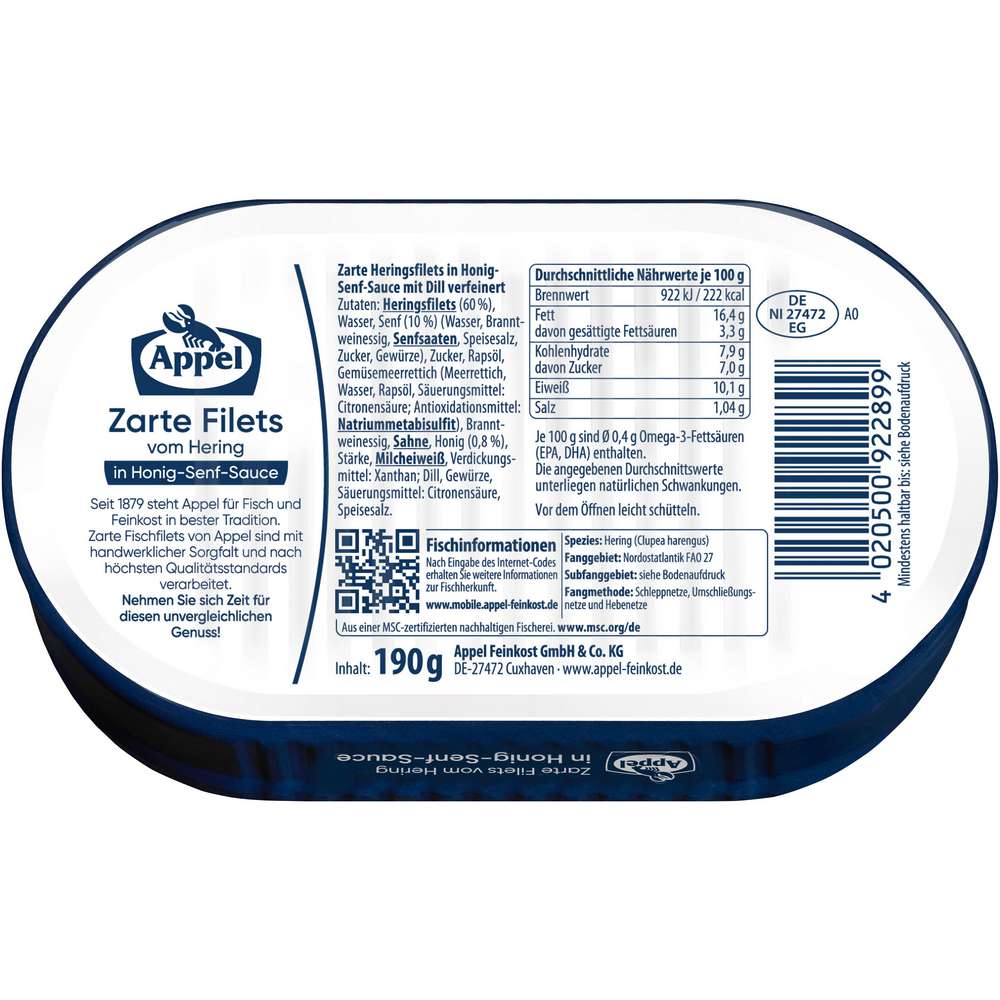 Produktabbildung Appel Heringsfilet, Honig-Senf