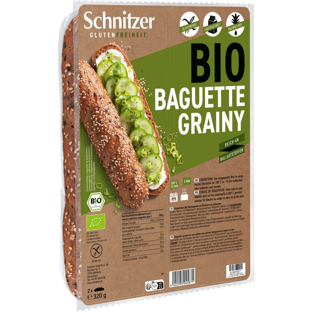 Produktabbildung Schnitzer Bio Baguette, Grainy