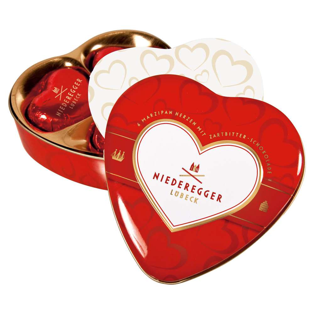 Produktabbildung Niederegger Marzipan Herzen in Geschenkdose