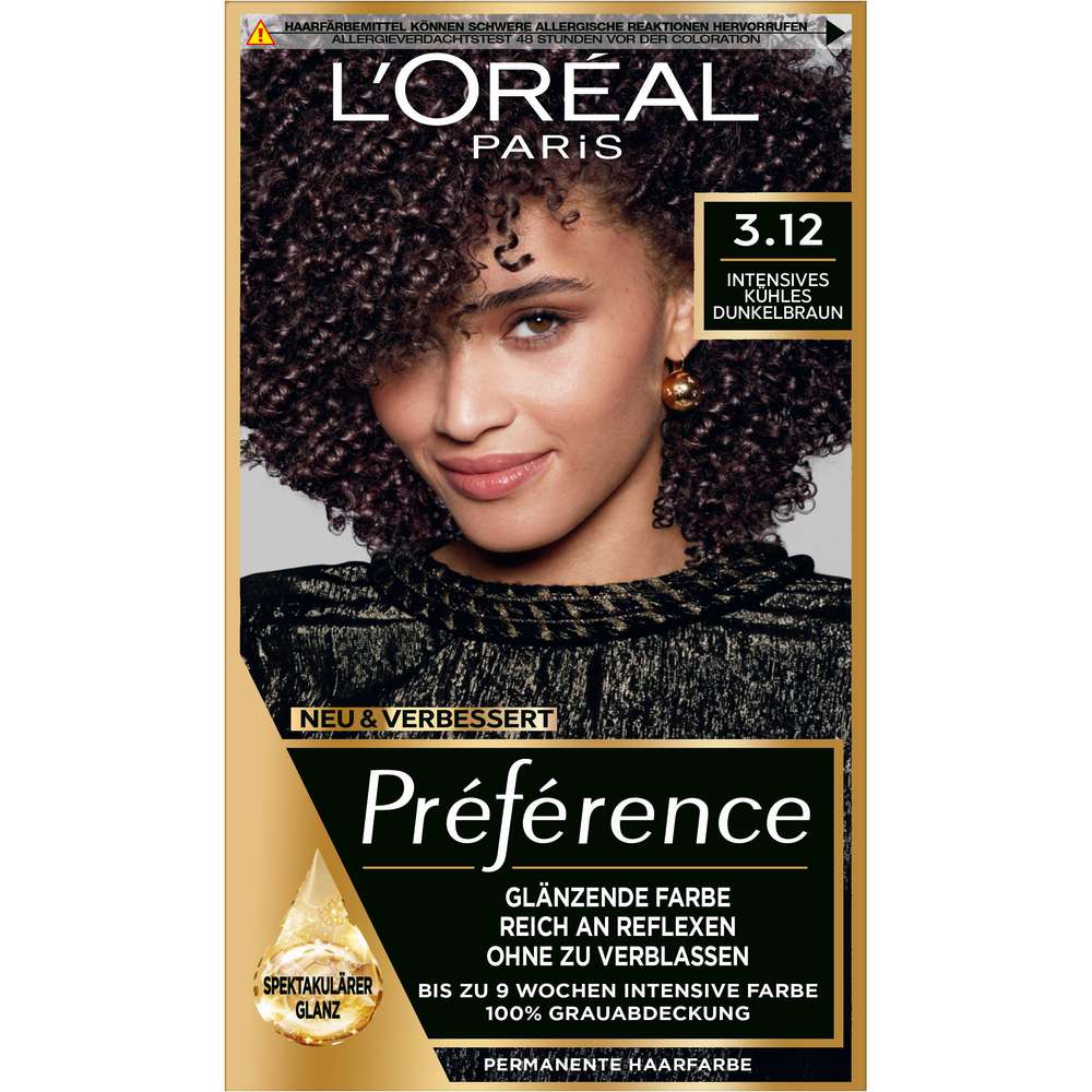 Produktabbildung L'Oreal Paris Haarfarbe Preference, 3.12 kühles Dunkelbraun