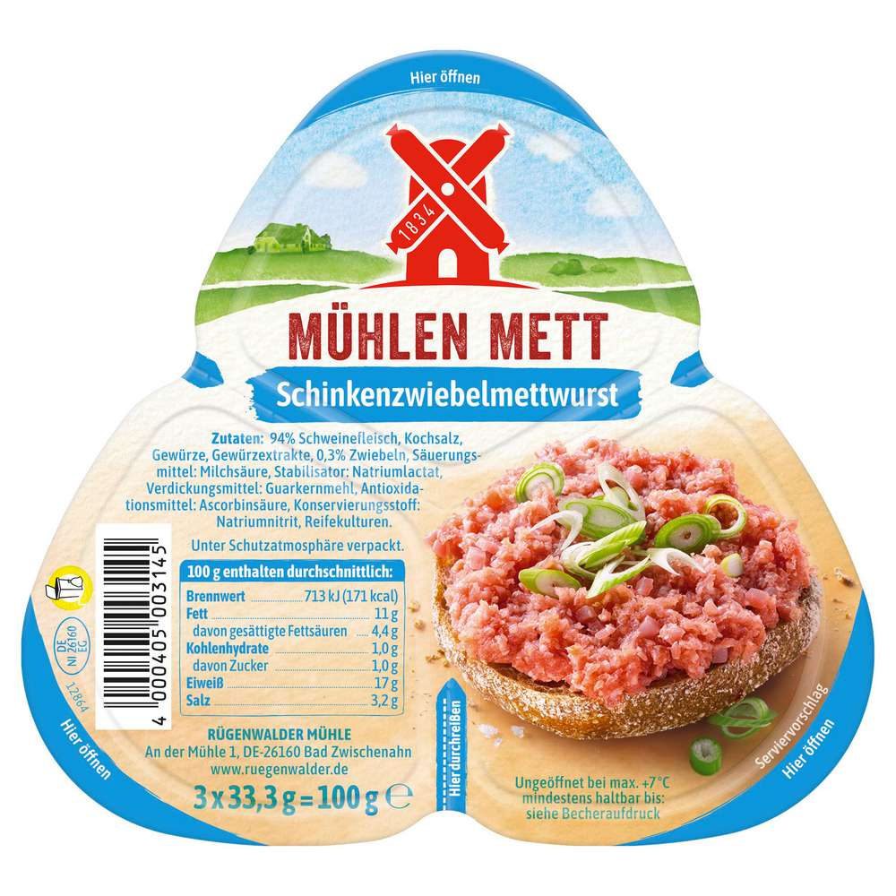 Produktabbildung Rügenwalder Mühle Mett Schinken-Zwiebelwurst