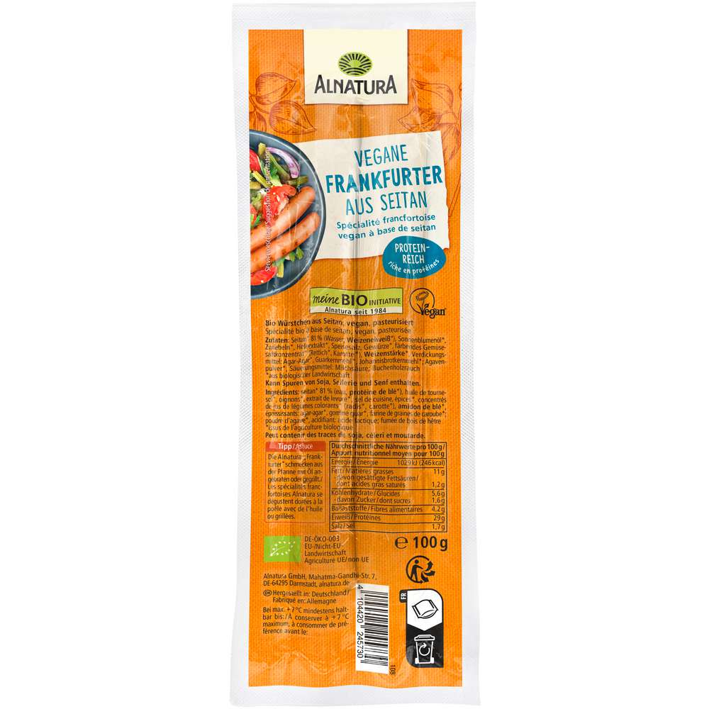 Produktabbildung Alnatura Frankfurter aus Seitan vegan