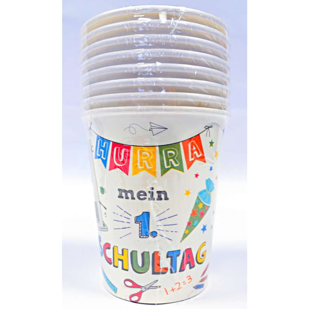Produktabbildung keine Marke Pappbecher Hurra Schule, 8er Set