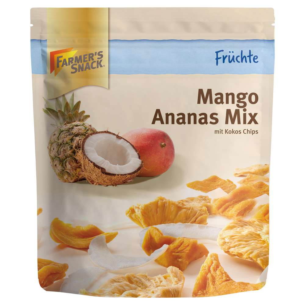 Produktabbildung Farmer's Snack Mango-Ananas Mix, Kokos, naturbelassen