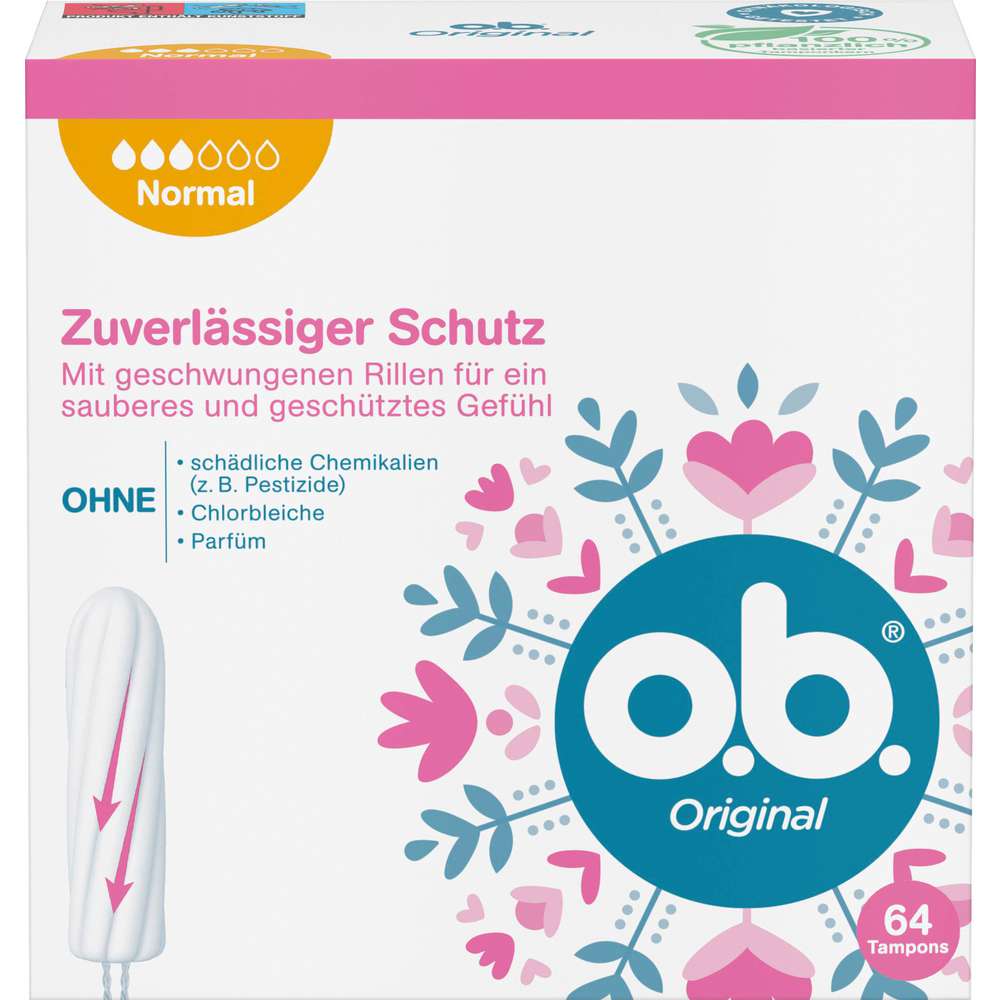 Produktabbildung o.b. Tampons Original, Normal zuverlässiger Schutz