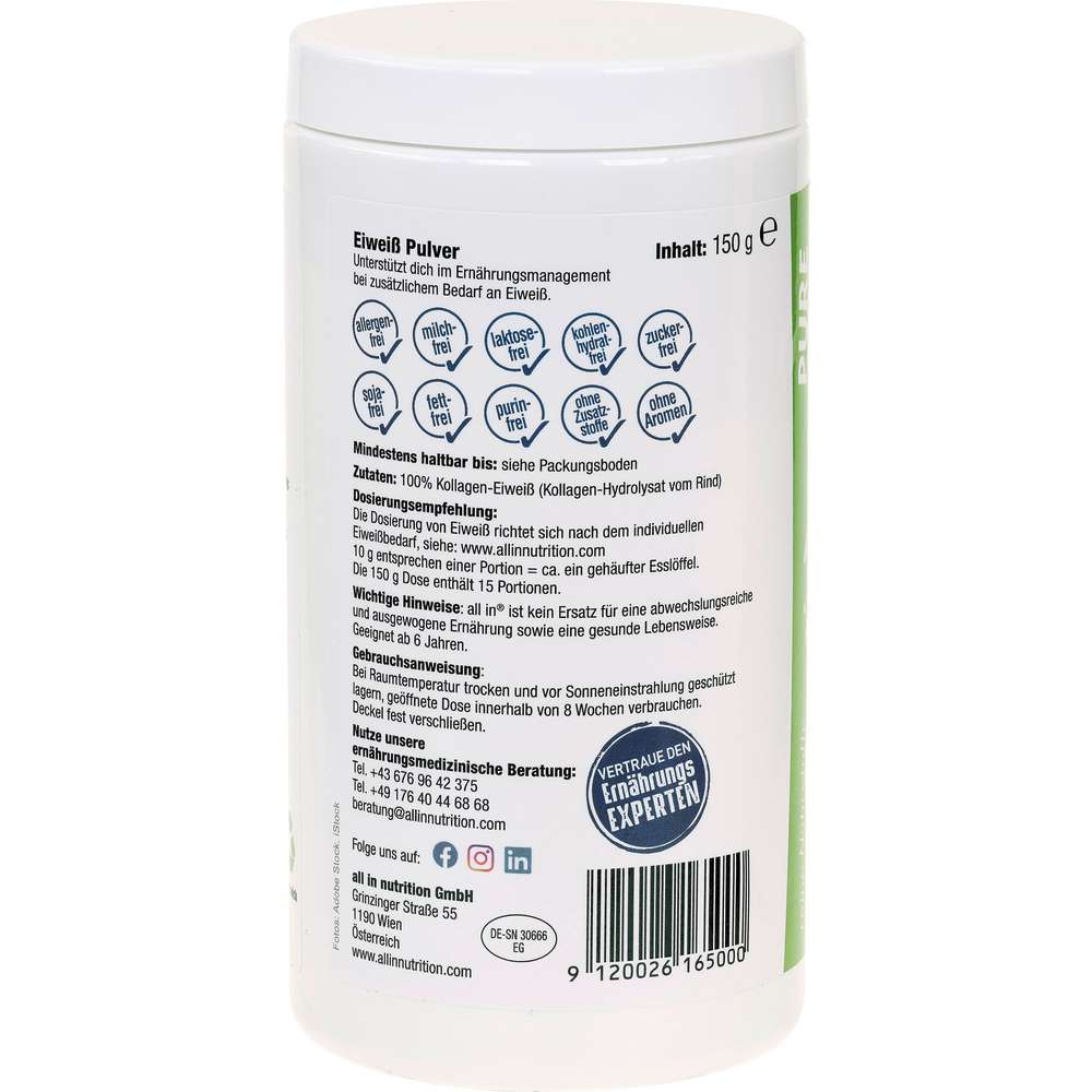 Produktabbildung allin Protein Pulver, geschmacksneutral