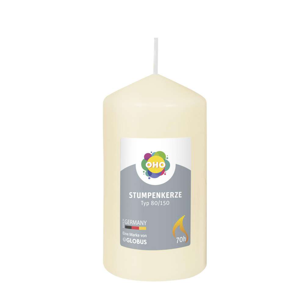 Produktabbildung OHO Stumpenkerze creme  80/150 mm