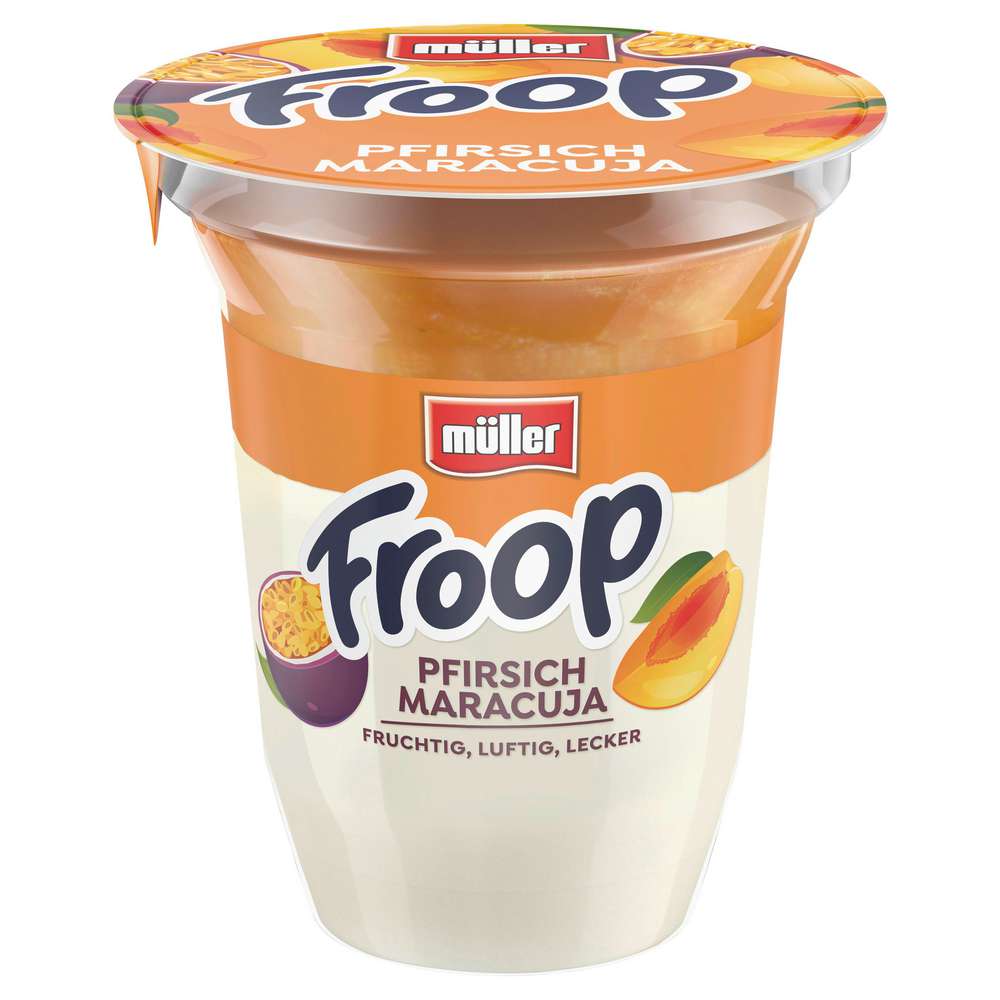 Produktabbildung Müller Froop Joghurt, Pfirsich/Maracuja