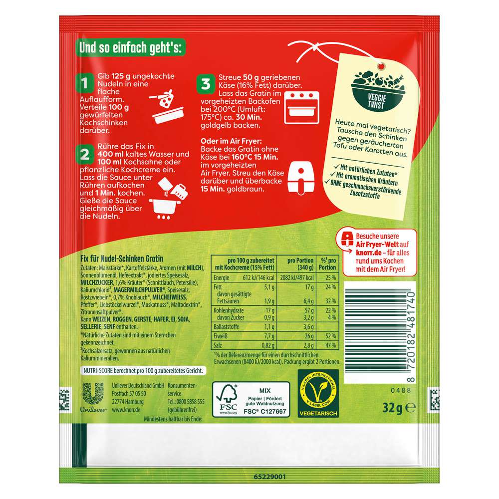 Produktabbildung Knorr Würzmischung Nudel-Schinken Gratin