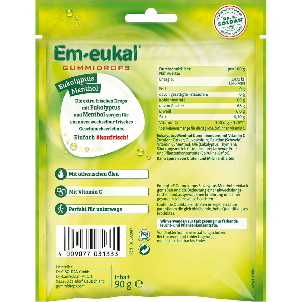 Produktabbildung Em-Eukal Gummidrops, Menthol-Eukalyptus