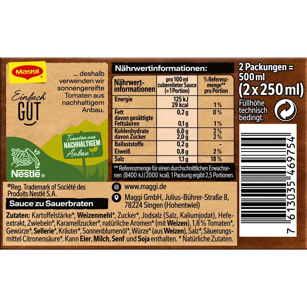 Produktabbildung Maggi Delikatess-Sauce, Sauerbraten