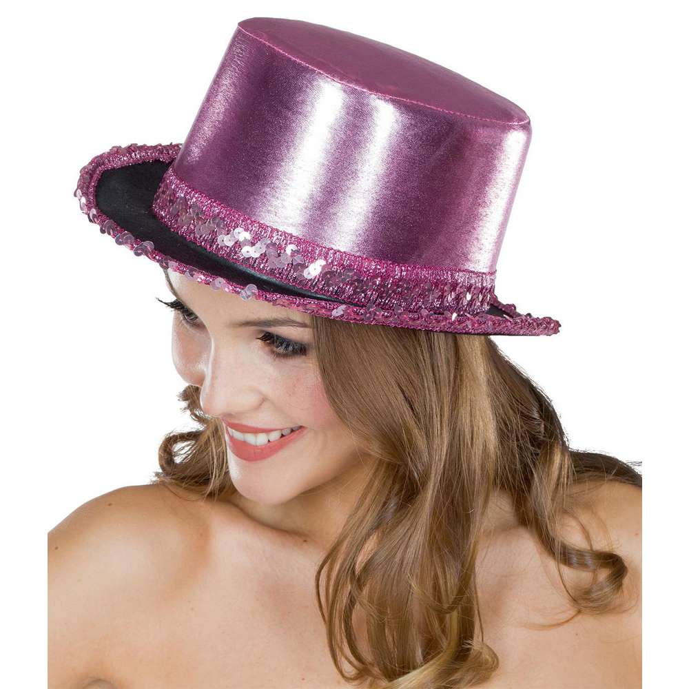 Produktabbildung Party x People Zylinder mit Paillettenband rosa
