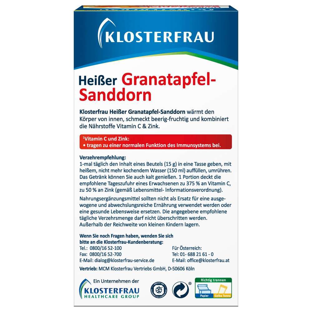 Produktabbildung Klosterfrau Broncholind, Heißer Granatapfel-Sanddorn