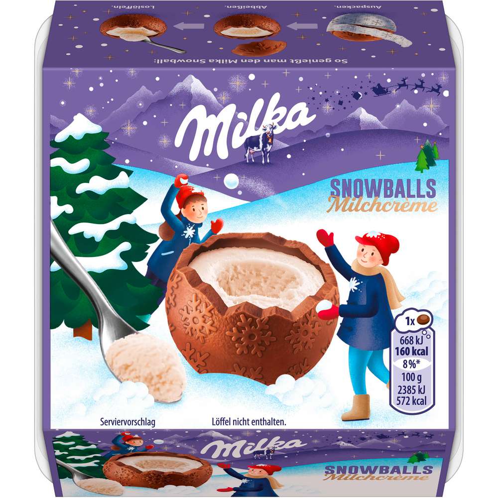 Produktabbildung Milka Milchcreme-Kugeln, Snwoballs