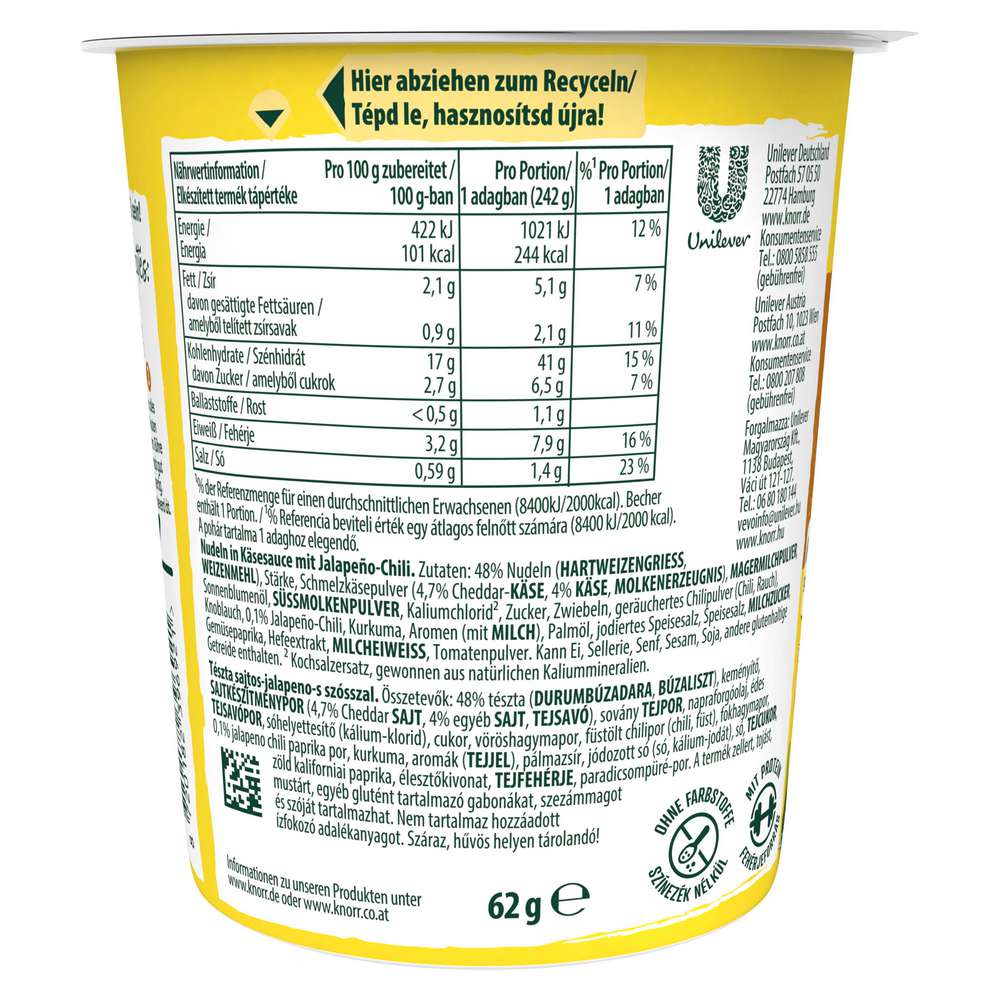 Produktabbildung Knorr Big Pot Pasta Snack Mac Cheese Jalapeno