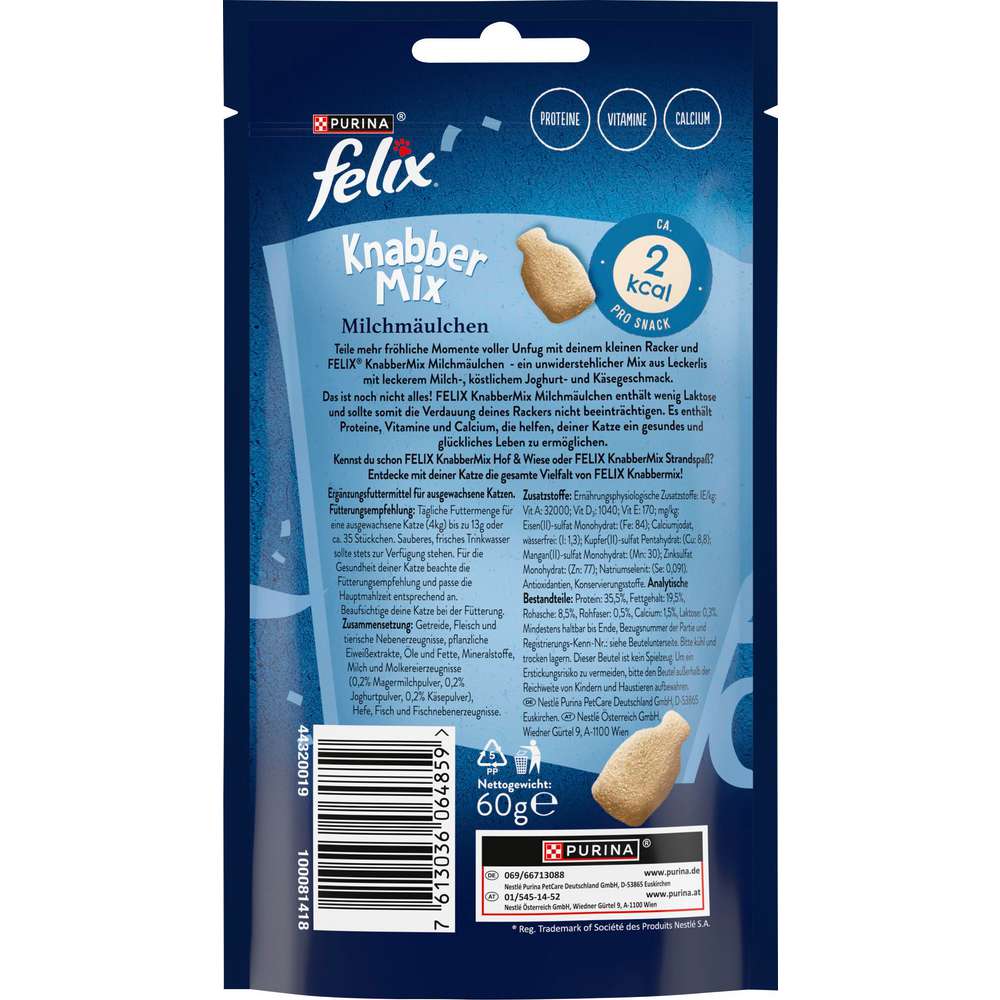 Produktabbildung Felix Katzen-Snack Knabbermix, Milchmäulchen