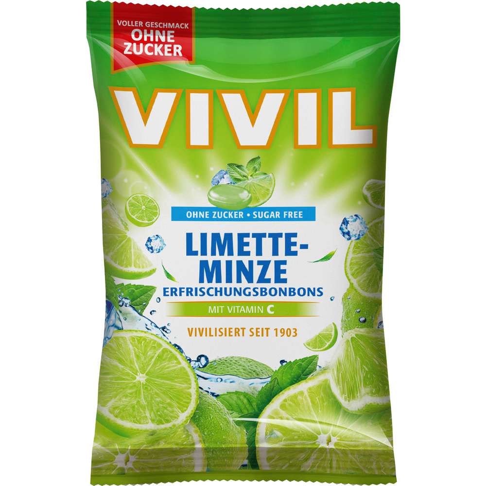 Produktabbildung Vivil Erfrischungsbonbons, Limette-Minze, ohne Zucker