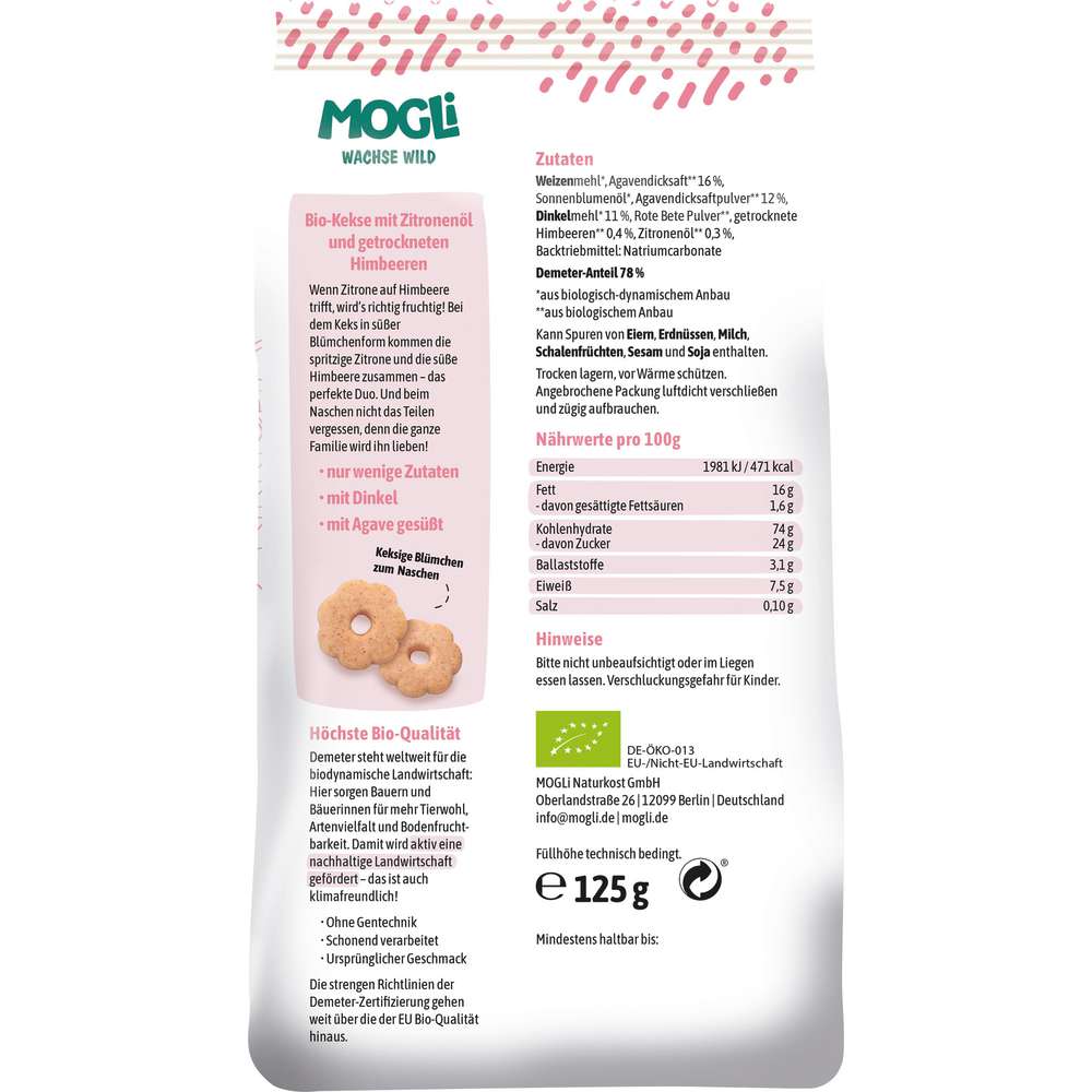 Produktabbildung MOGLi Zitronen Kekse mit Himbeere