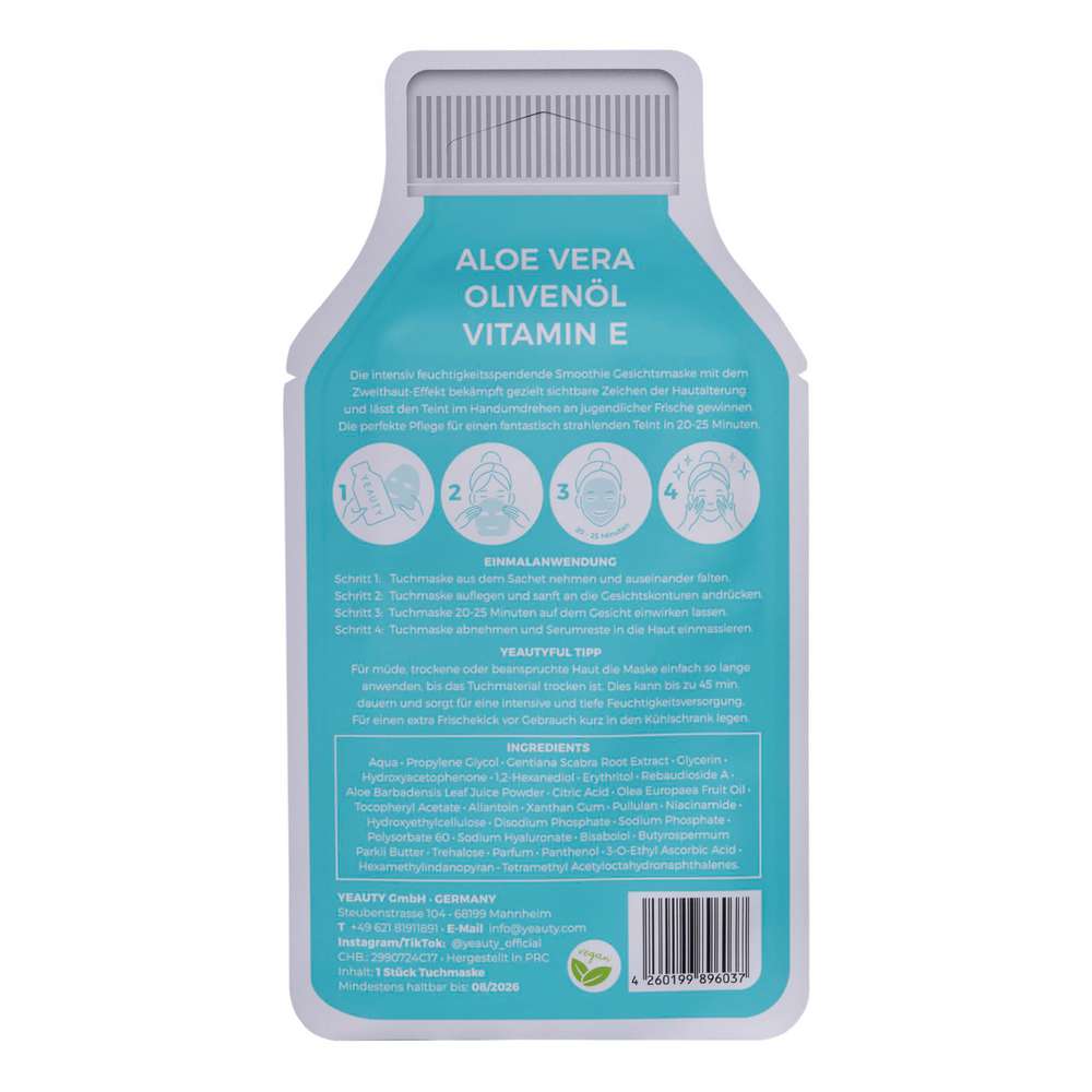 Produktabbildung Yeauty Tuchmaske, Aloe Vera-Olive Oil