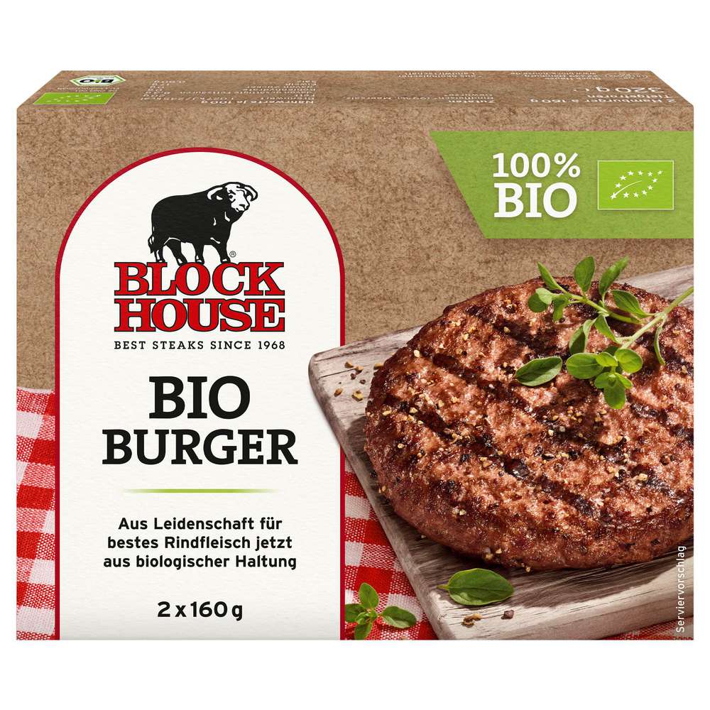 Produktabbildung Block House Bio Burger, Rindfleisch
