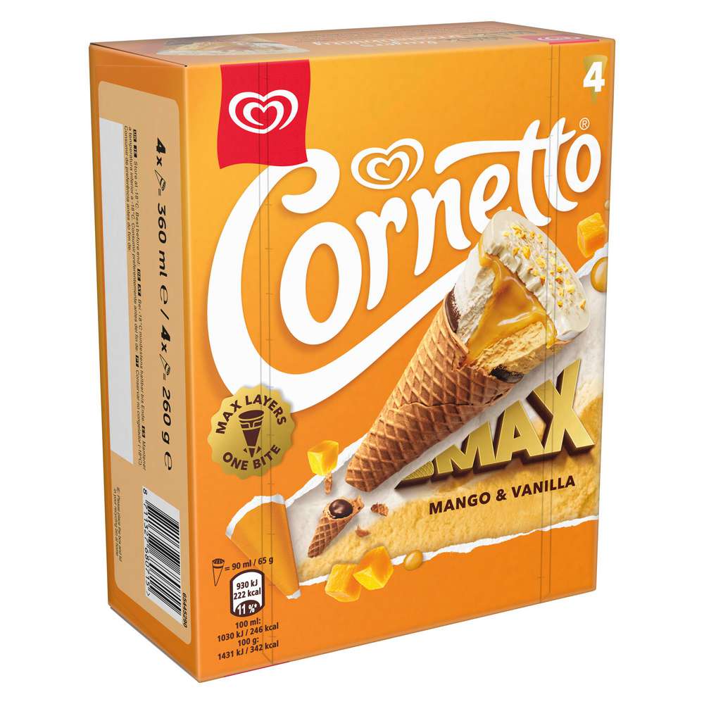 Produktabbildung Langnese Cornetto Max Waffeleis, Mango-Vanille