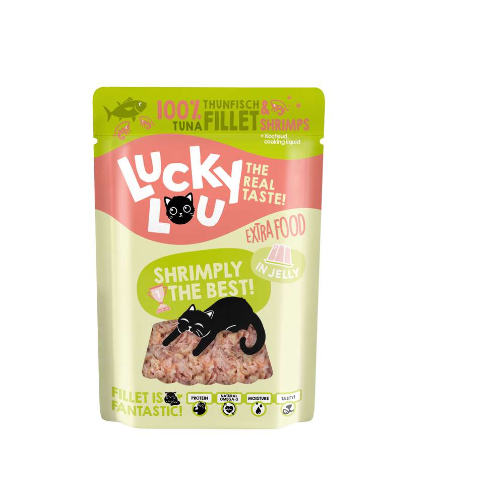 Produktabbildung Lucky Lou Katzen-Nassfutter, Thunfisch/Shrimp