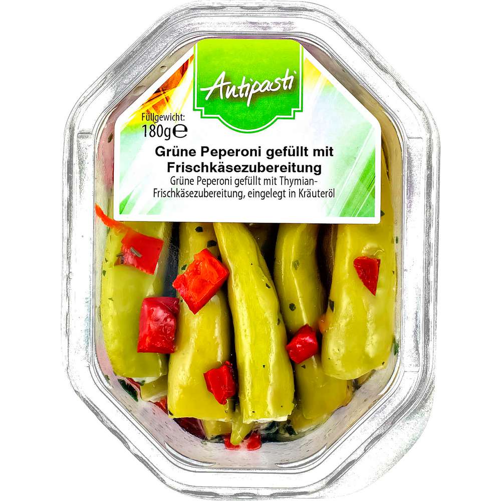 Produktabbildung Antipasti Grüne Peperoni gefüllt mit Frischkäsezubereitung