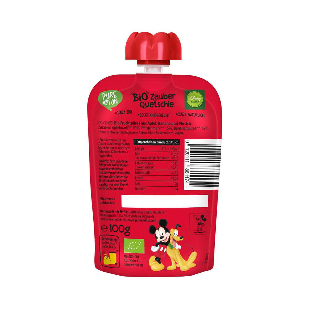 Produktabbildung Pure & Fun Bio-Quetschie Apfel, Banane, Pfirsich
