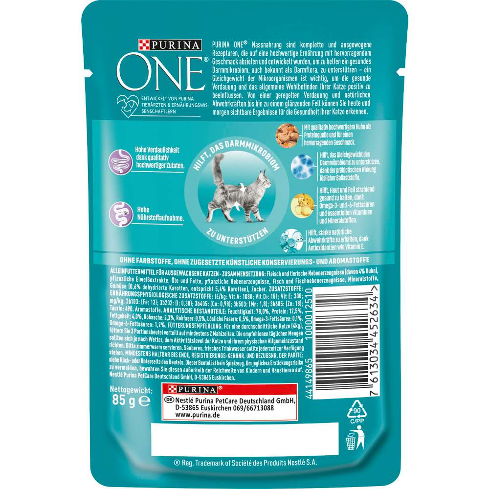 Produktabbildung Purina Katzen-Nassfutter One Pouch Sensitive, Huhn/Karotten