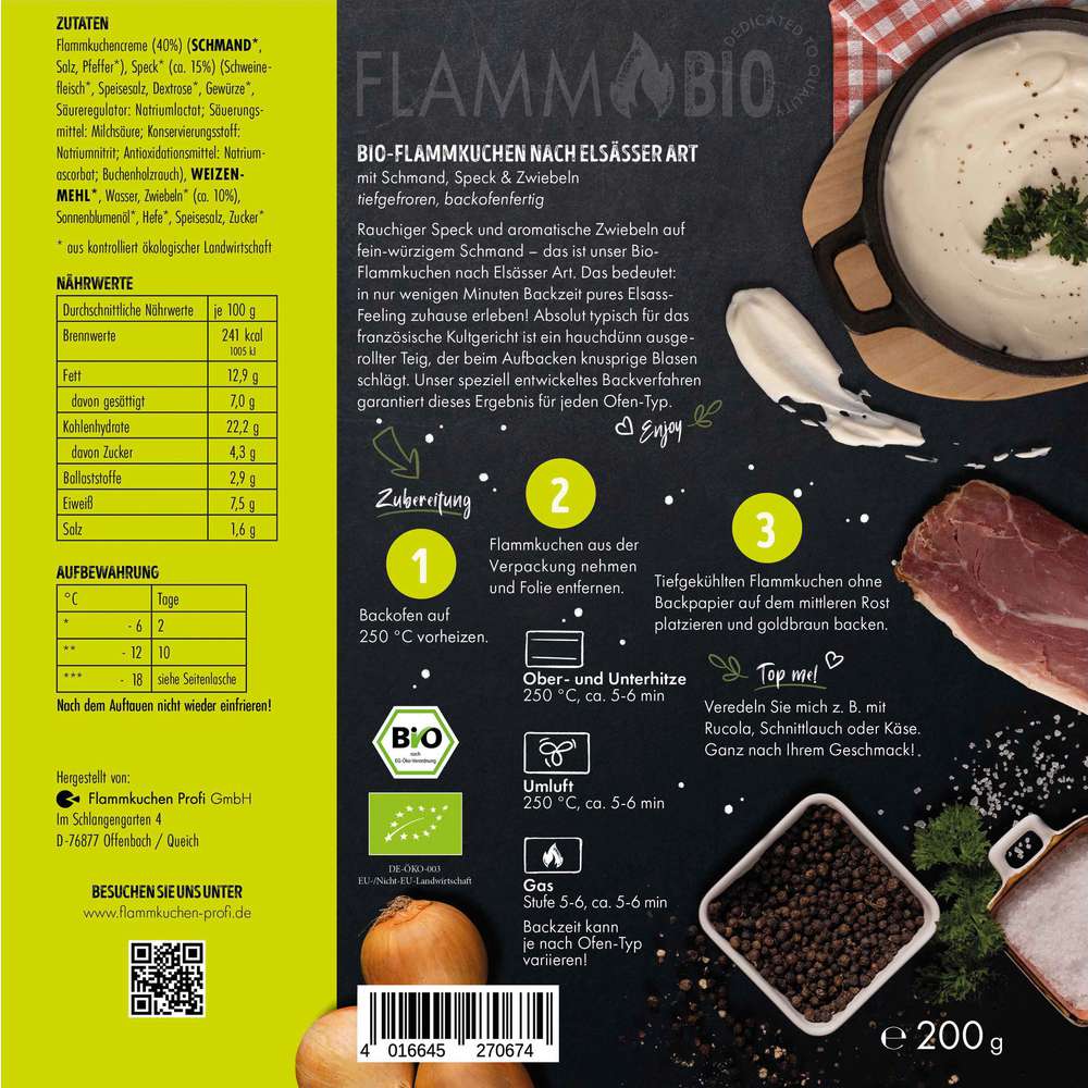 Produktabbildung Flammkuchen Profi Bio Flammkuchen Elsässer Art, tiefgekühlt